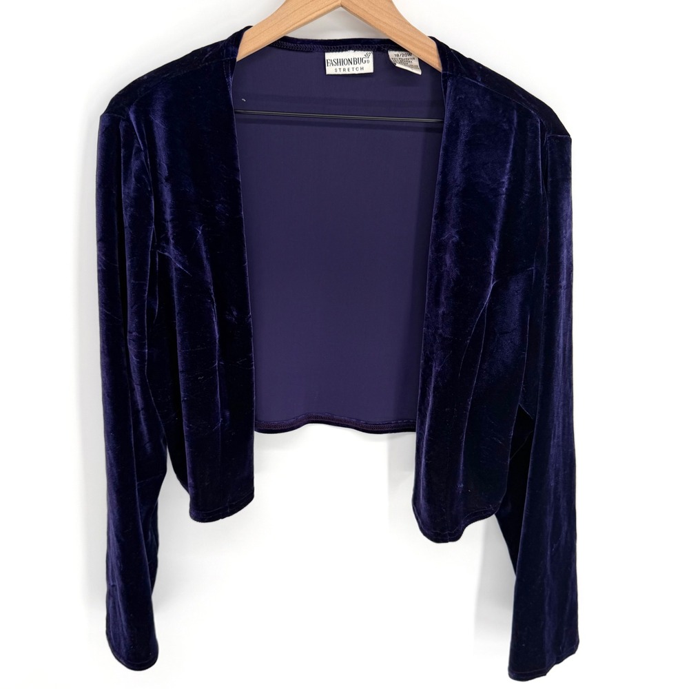 VTG 90s Plum‎ Stretch Velvet Bolero Shrug 18/20W Cropped Whimsigoth Goth Grunge